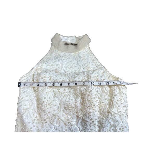 St. Tropez Wedding Dress Sz. 10 Ivory Halter Pearl Beaded Lace with Sweep Train - Picture 6 of 14